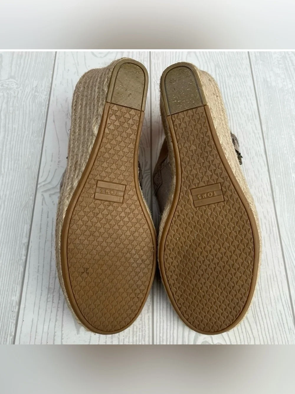 TOMS Monica Wedge Espadrille Sandals Desert Taupe Suede Size 9.5 M